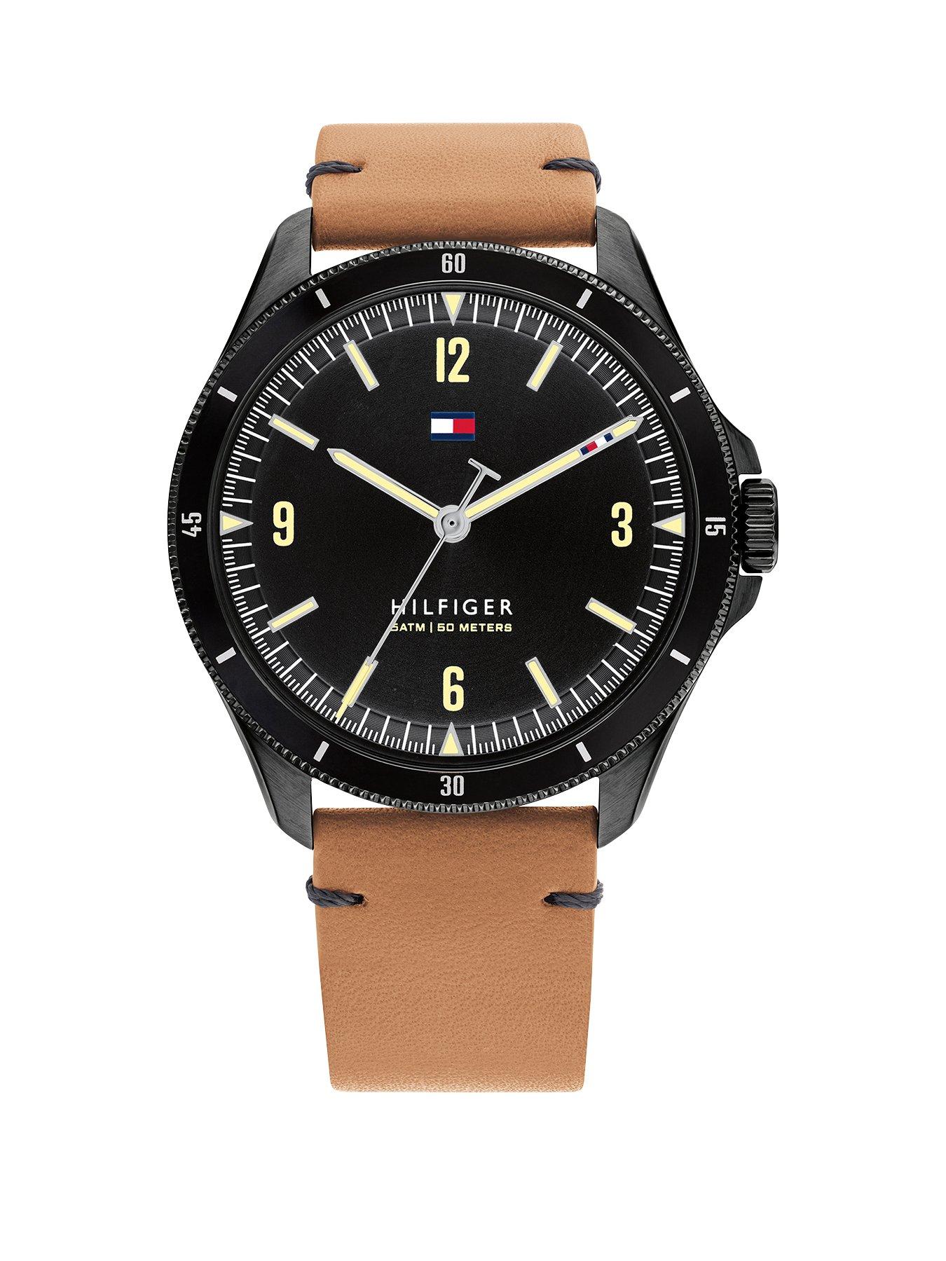 black watch with brown strap