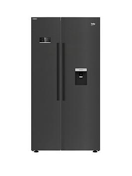 Beko Asd2341Vb Harvestfresh American Style Fridge Freezer With Water Dispenser &Ndash; Black Best Price, Cheapest Prices