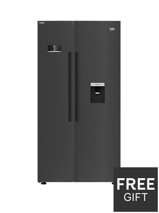 front image of beko-asd2341vb-harvestfresh-american-style-fridge-freezer-with-water-dispenser-ndash-black