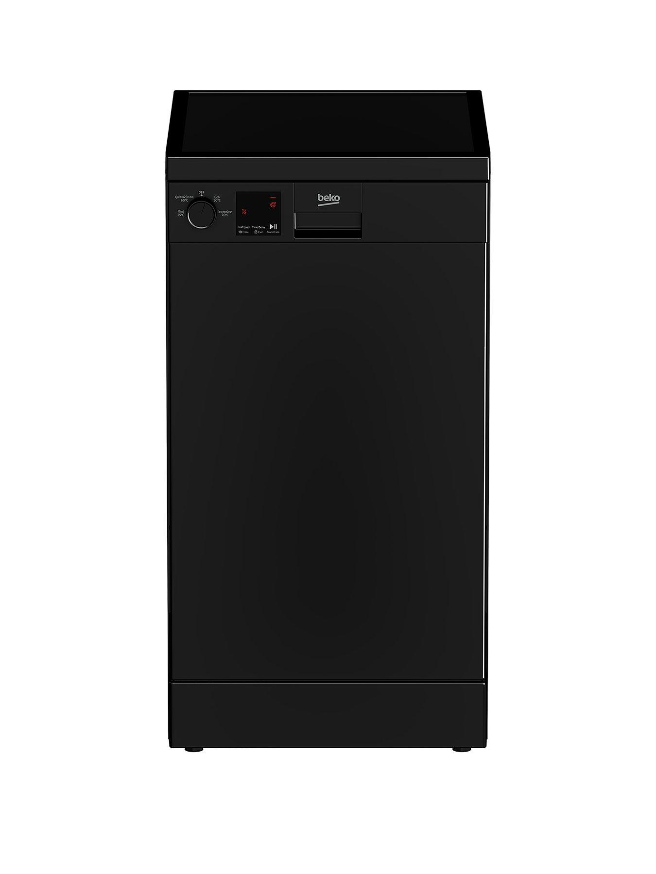 undefined DVS04020B 10-Place Freestanding Slimline Dishwasher, Black