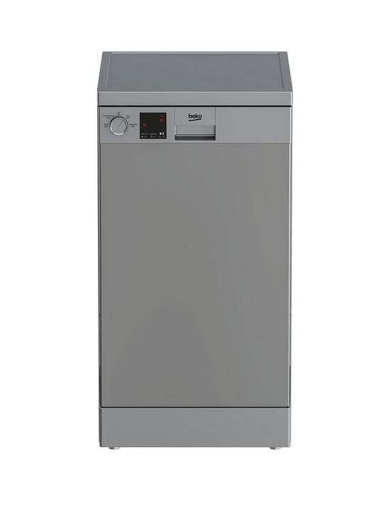 front image of beko-dvs04020snbsp10-place-freestanding-slimline-dishwasher-silver