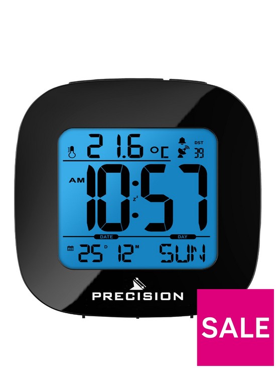 front image of precision-radio-controlled-lcd-black-alarm-clock