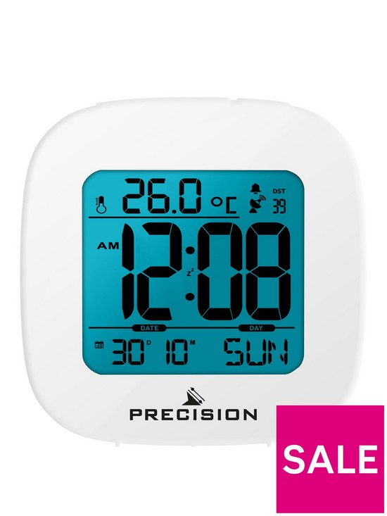 front image of precision-radio-controlled-lcd-white-alarm-clock