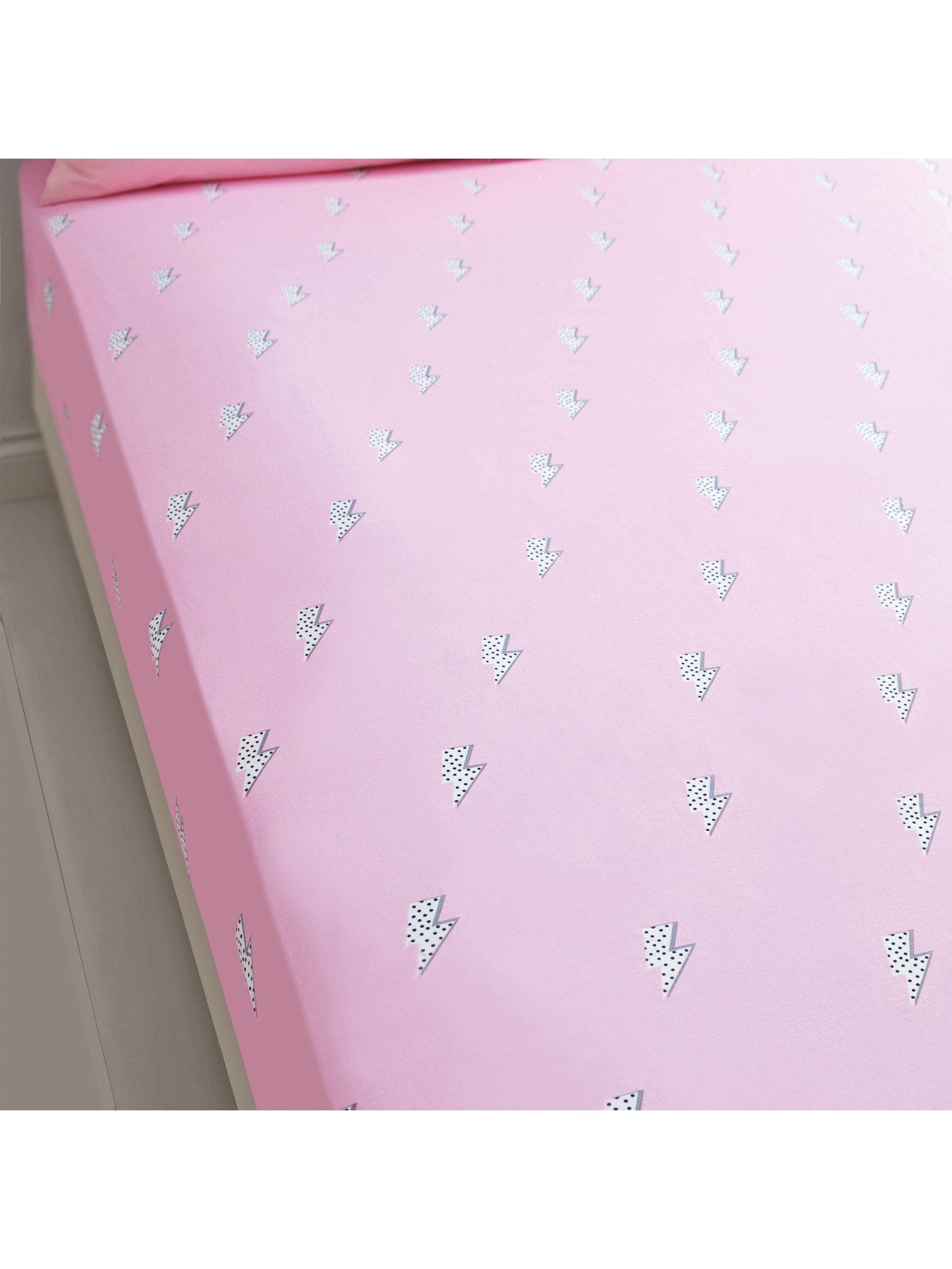 Product photograph of Sassy B Lightning Bolt Fitted Sheet - Pink from very.co.uk