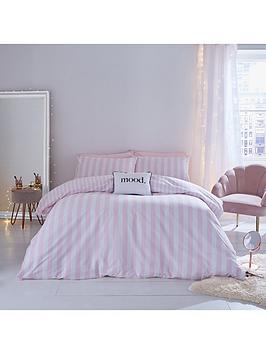 Product photograph of Sassy B Stripe Tease Reversible Duvet Cover Set - Pink And White from very.co.uk