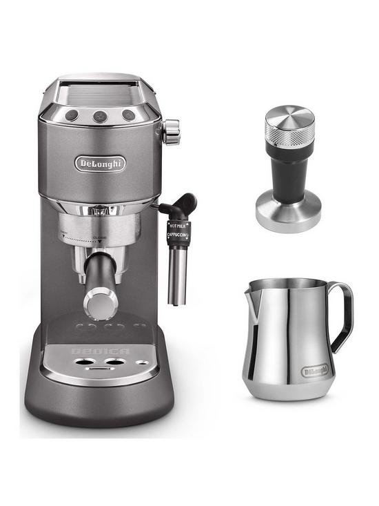 front image of delonghi-dedica-style-barista-espresso-machine-amp-cappuccino-maker-ec785gy