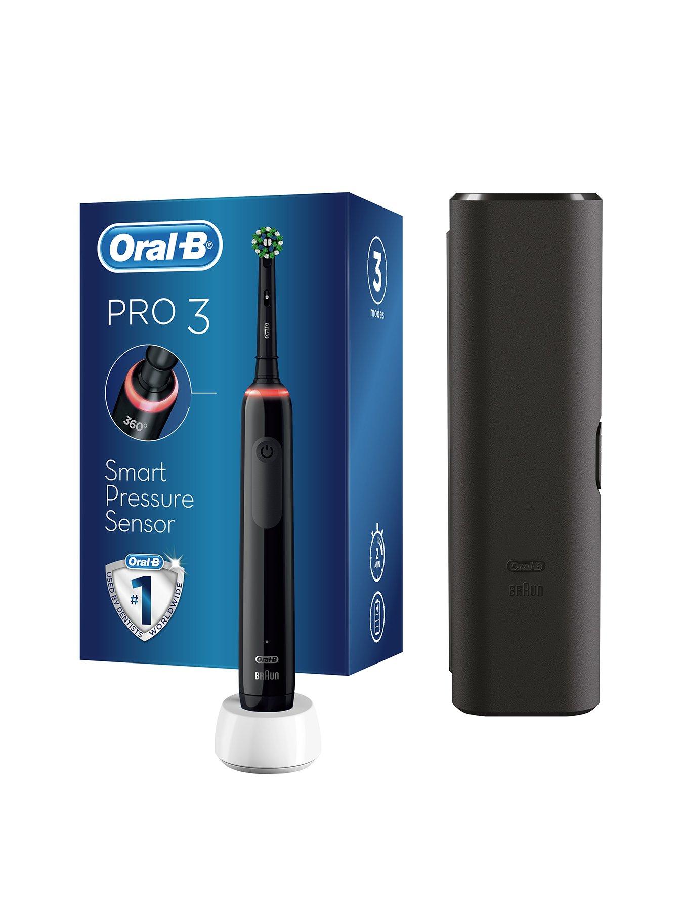 Oral-B Pro 3 - 3500 Cross Action - Black Electric Toothbrush Designed By Braun + Bonus Travel Case