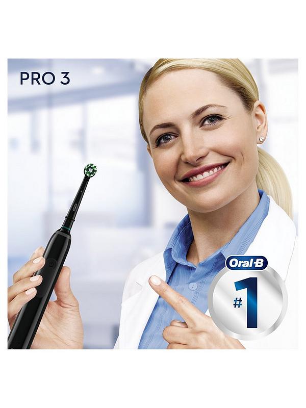 Image 3 of 5 of Oral-B Pro 3 - 3500 Cross Action - Black Electric Toothbrush Designed By Braun + Bonus Travel Case