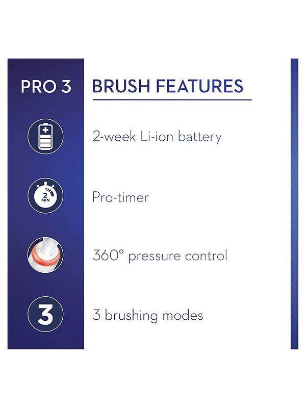 Image 5 of 5 of Oral-B Pro 3 - 3500 Cross Action - Black Electric Toothbrush Designed By Braun + Bonus Travel Case