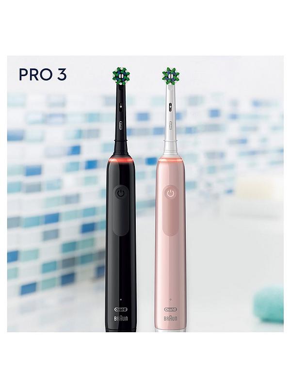 Image 2 of 5 of Oral-B Pro 3 - 3900 Cross Action - Black &amp; Pink Electric Toothbrushes Designed By Braun