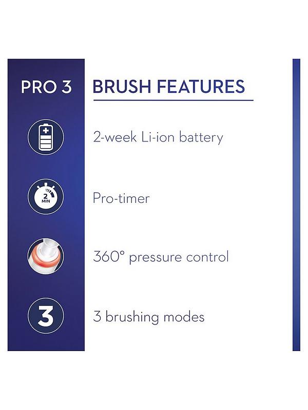 Image 3 of 5 of Oral-B Pro 3 - 3900 Cross Action - Black &amp; Pink Electric Toothbrushes Designed By Braun