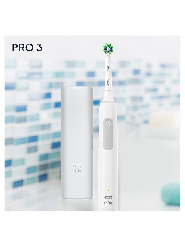 Image 2 of 5 of Oral-B Pro 3 - 3000 Cross Action - White Electric Toothbrush Designed By Braun