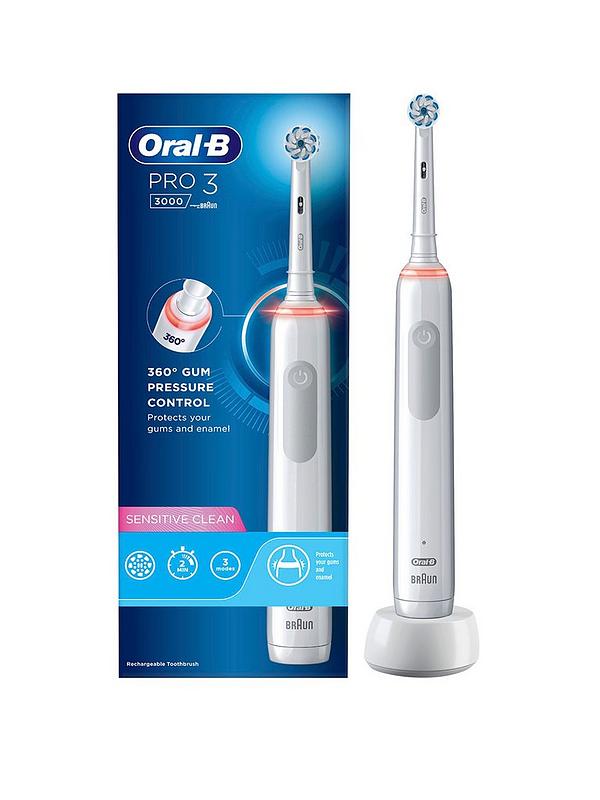 Image 1 of 5 of Oral-B Pro 3 - 3000 Sensitive Clean - White Electric Toothbrush Designed By Braun