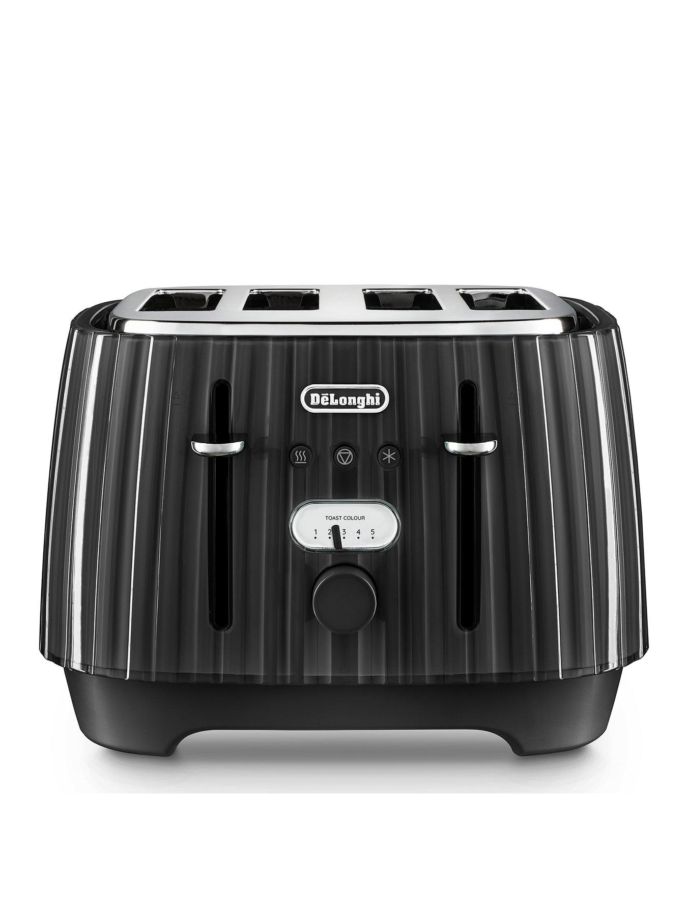 Product photograph of Delonghi Ballerina 4 Slice Toaster - Black from very.co.uk