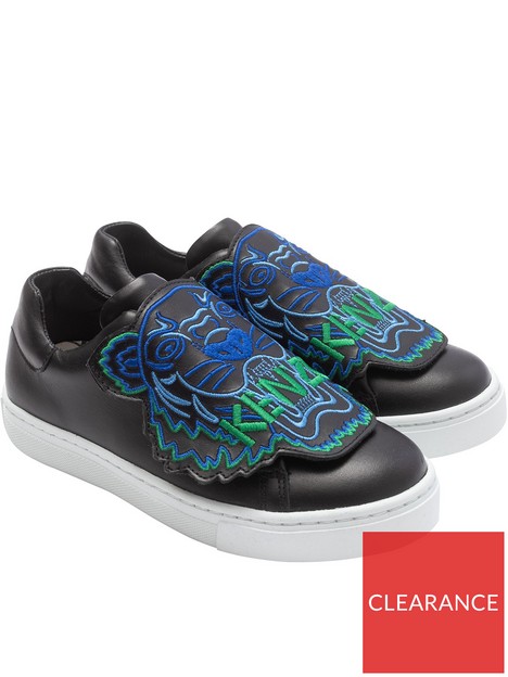 kenzo-embroidered-logo-slip-on-trainers-black