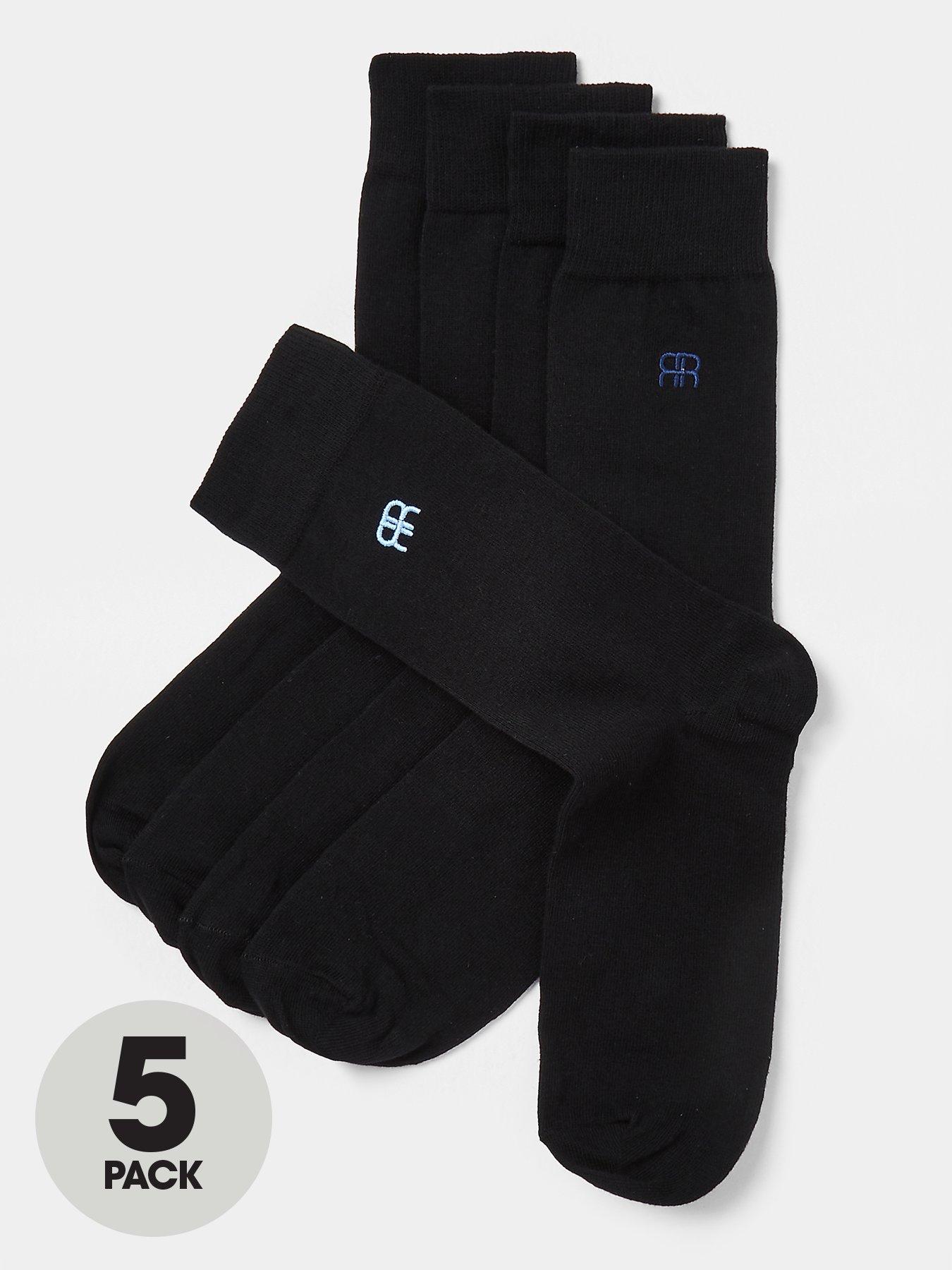 River Island 5 Pack Embroidered Ankle Socks Black very.co.uk