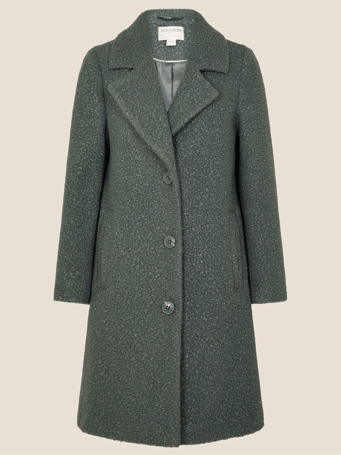 green boucle coat next