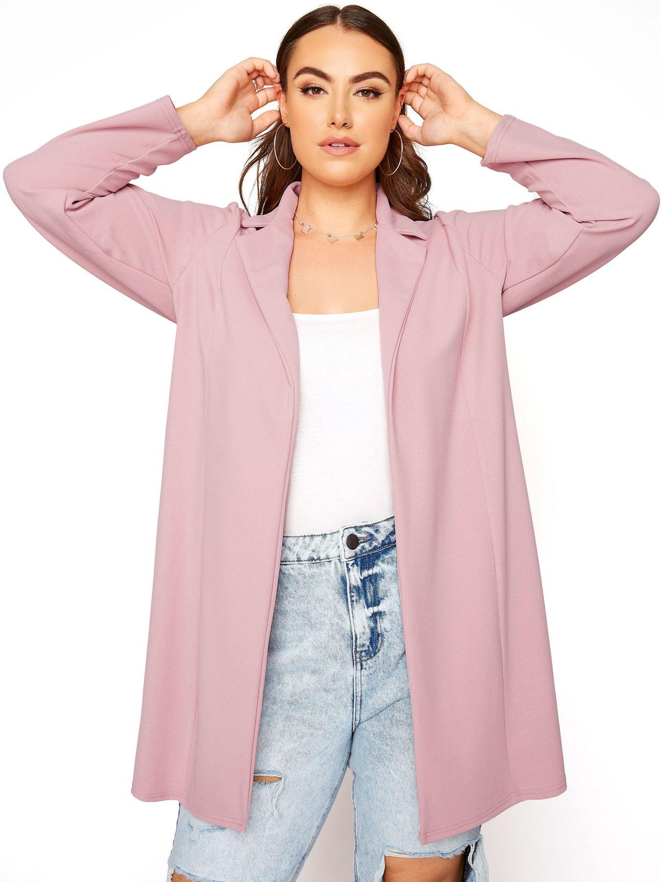 Yours Curve Dusky Longline Blazer - Pink