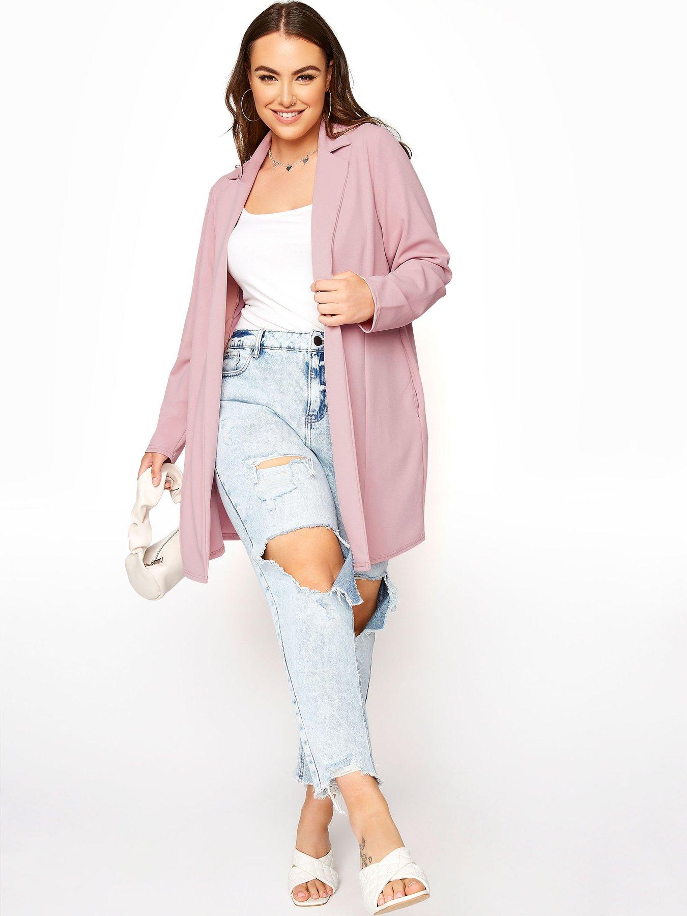 Image 3 of 4 of Yours Curve Dusky Longline Blazer - Pink