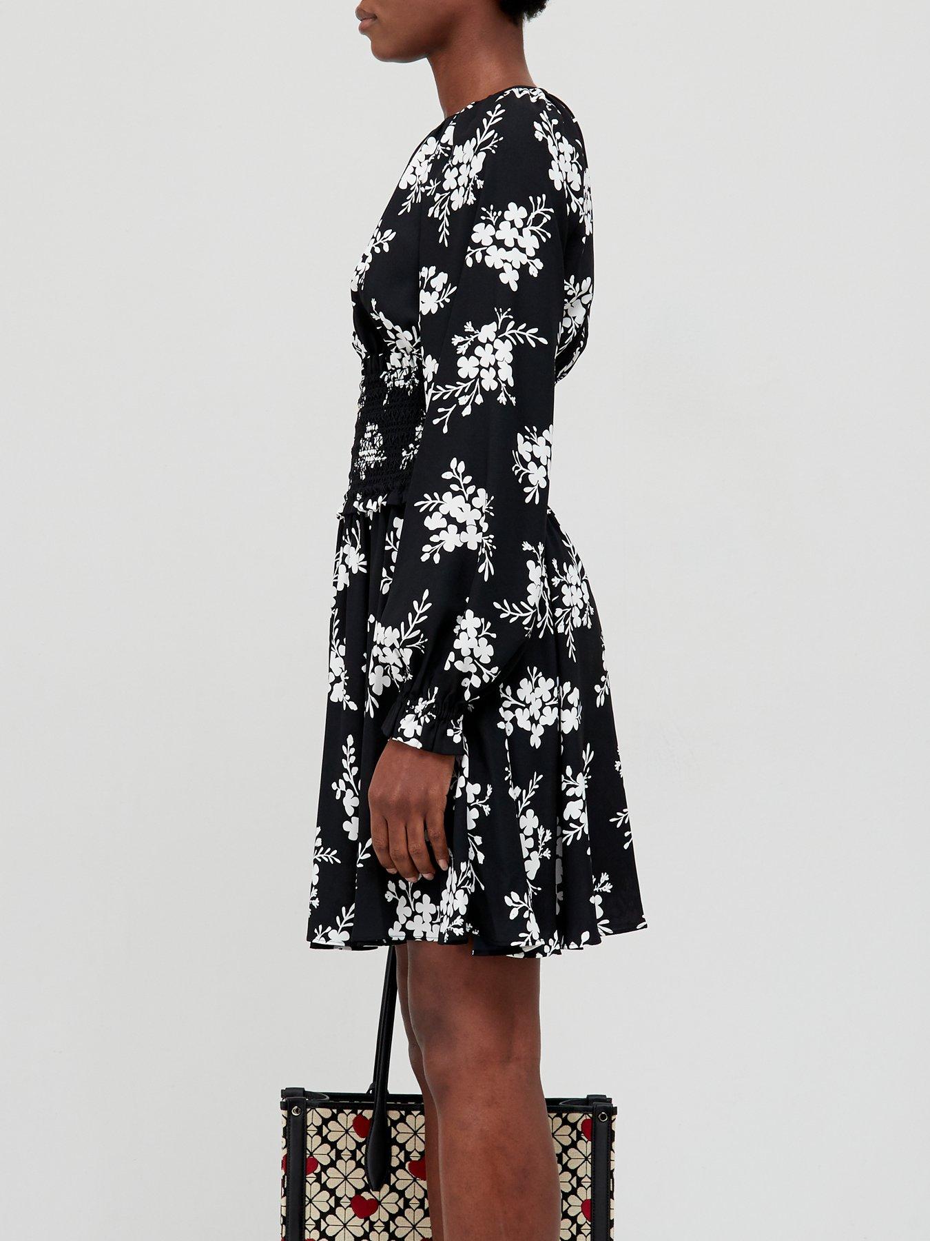 Kate Spade New York Floral Clusters Spin Dress - Black/White 