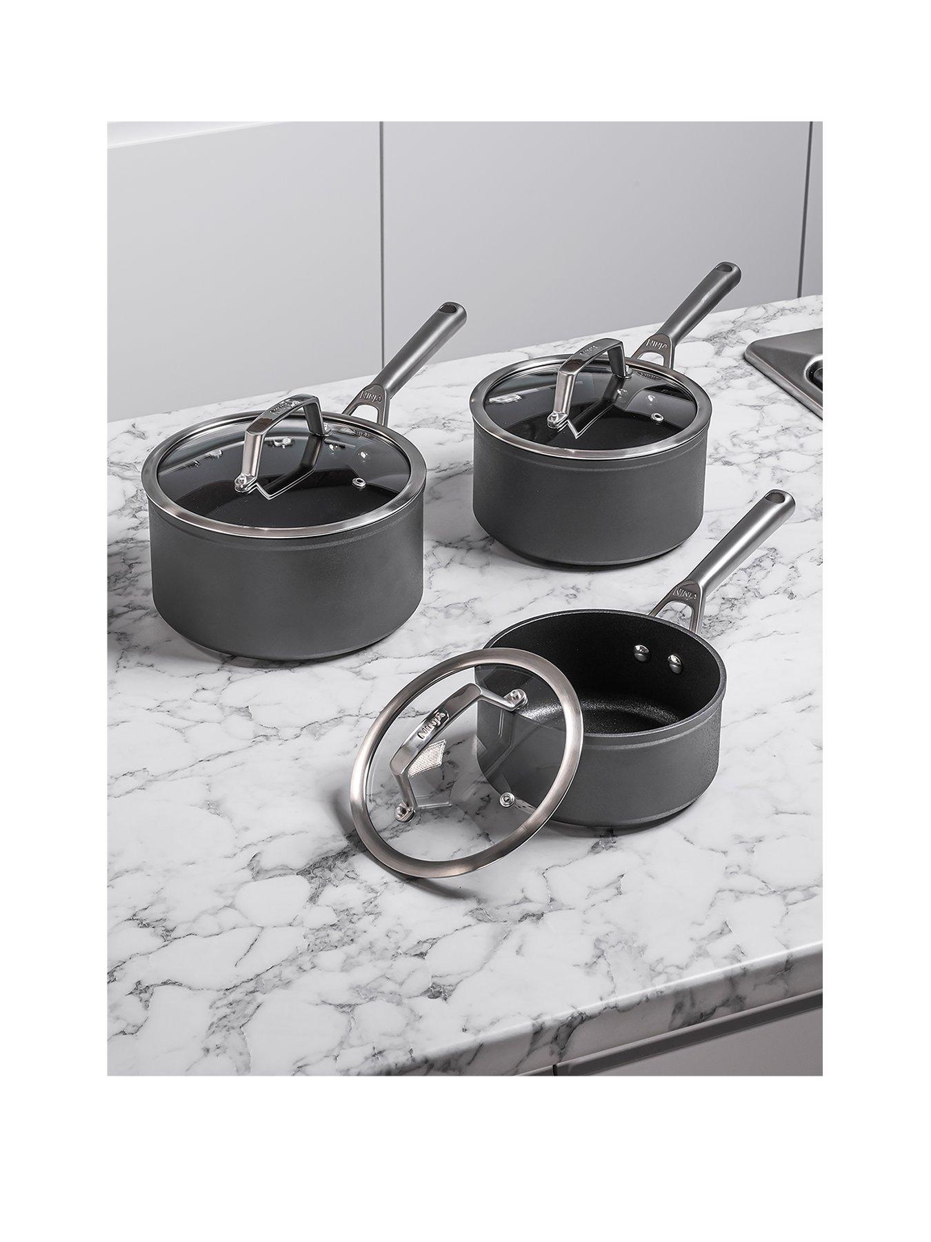 Product photograph of Ninja Foodi Zerostick 3 Piece Pan Set - 16cm 18cm And 20cm Saucepans Non Stick - C33000uk from very.co.uk