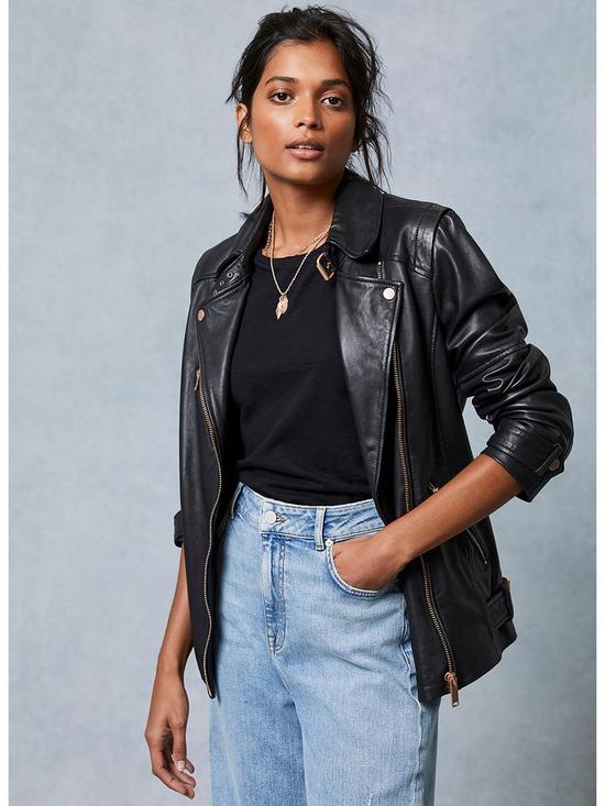 stillFront image of mint-velvet-black-oversized-leather-jacket