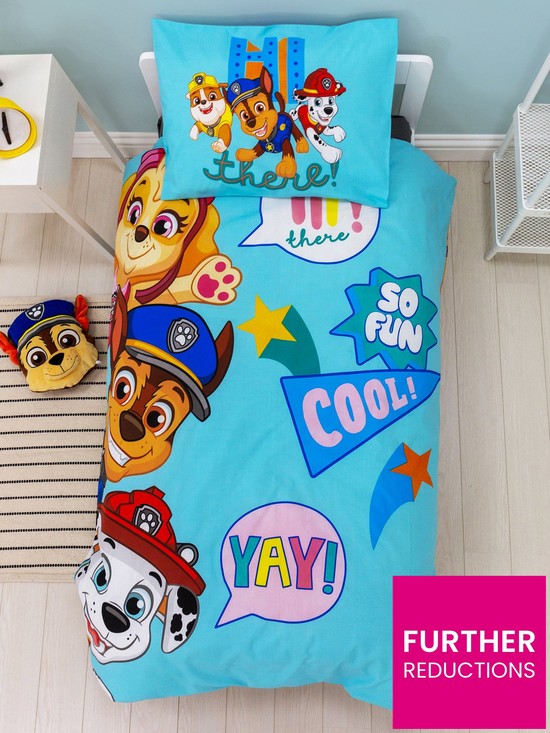 front image of paw-patrol-irsquom-coolnbspduvet-cover-and-pillowcase-set-toddler