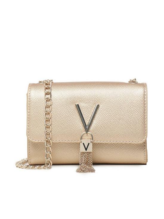 front image of valentino-divina-cross-body-bag-gold