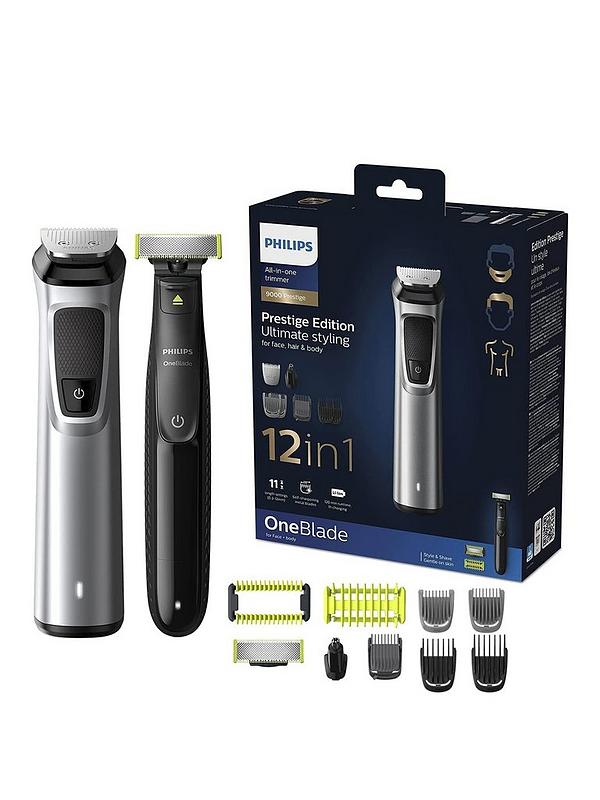 Image 1 of 4 of Philips Series 9000 12-in-1 Multi Grooming Kit for Face, Hair and Body with OneBlade Bundle MG9710/93