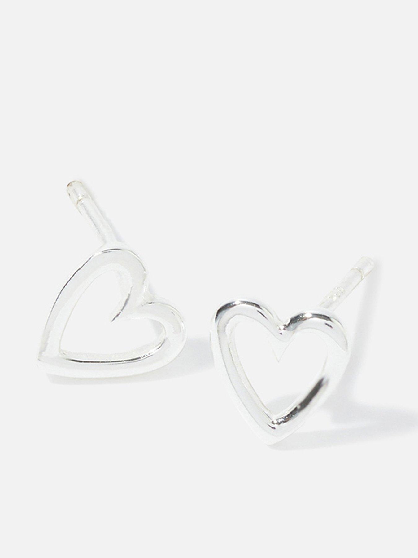 Image 1 of 2 of Accessorize Silver Cut Out Heart Studs