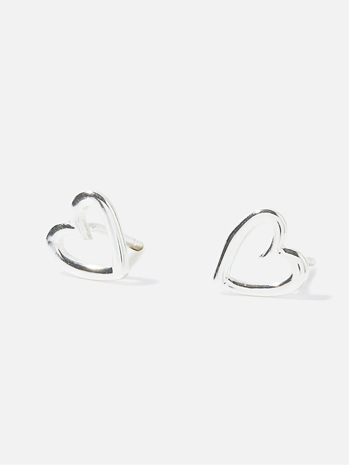 Image 2 of 2 of Accessorize Silver Cut Out Heart Studs