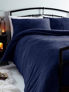 Product photograph of Silentnight Teddy Fleece Duvet Cover Set - Navy from very.co.uk