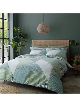 Product photograph of Catherine Lansfield Larsson Geo Duvet Cover Set - Green from very.co.uk