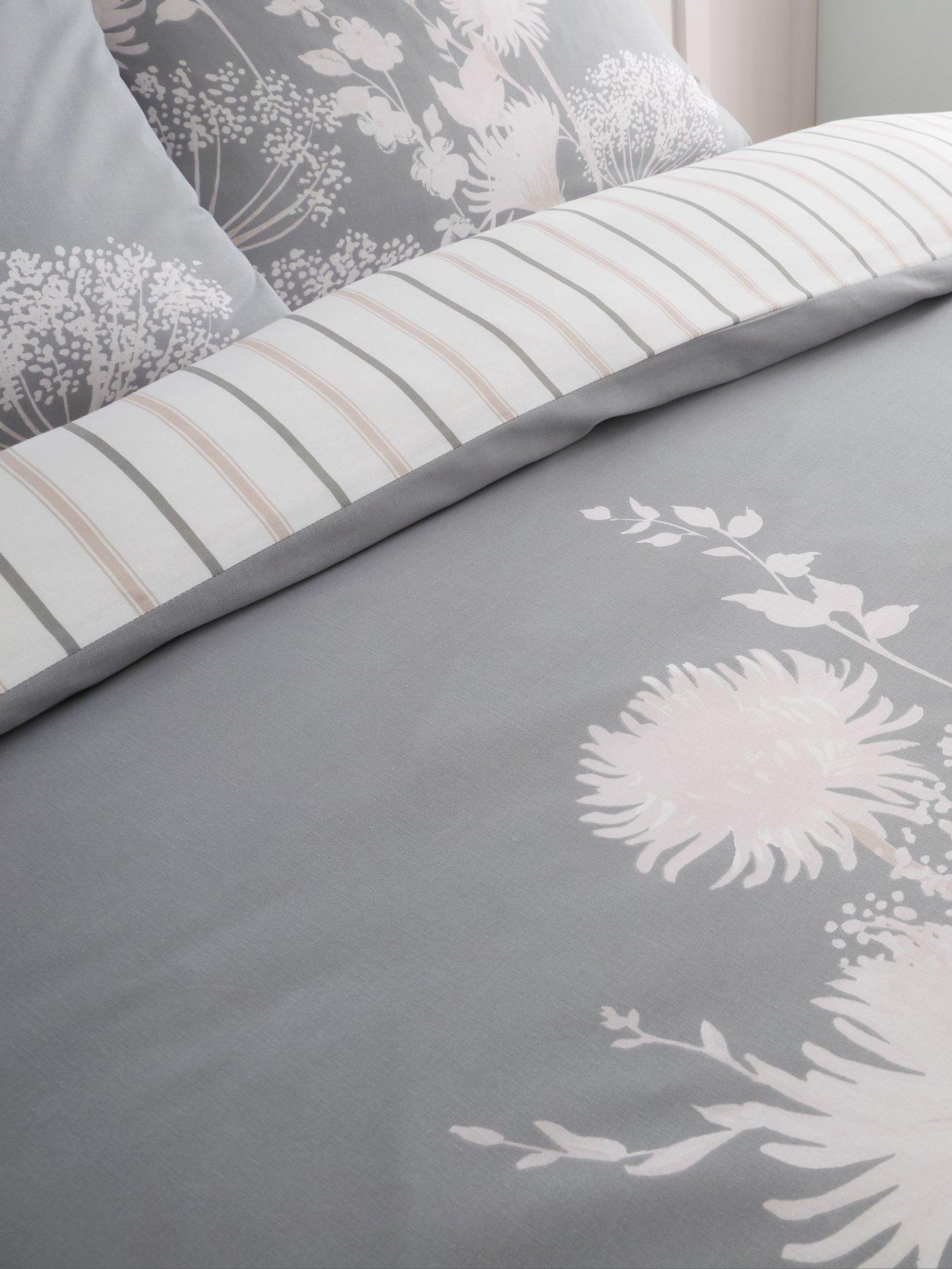 Image 4 of 6 of Catherine Lansfield Meadowsweet Floral Duvet Cover Set - Grey Pink