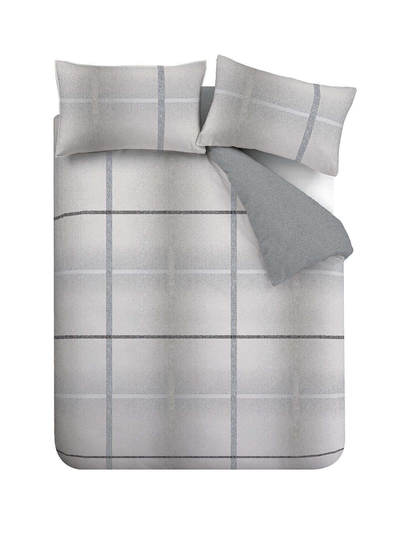 Catherine Lansfield Berwick Tweed Brushed Cotton Duvet Cover Set Grey