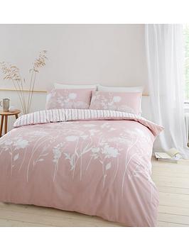 Product photograph of Catherine Lansfield Meadowsweet Floral Duvet Cover - Blush from very.co.uk