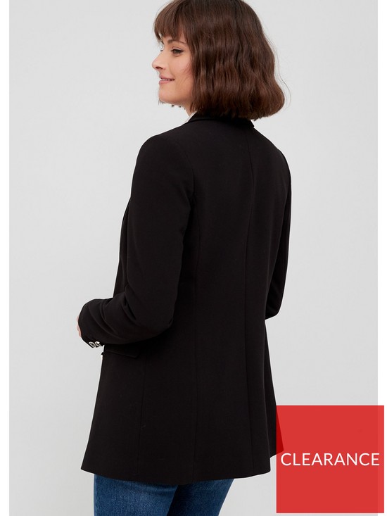 stillFront image of v-by-very-longline-double-breasted-blazer-black