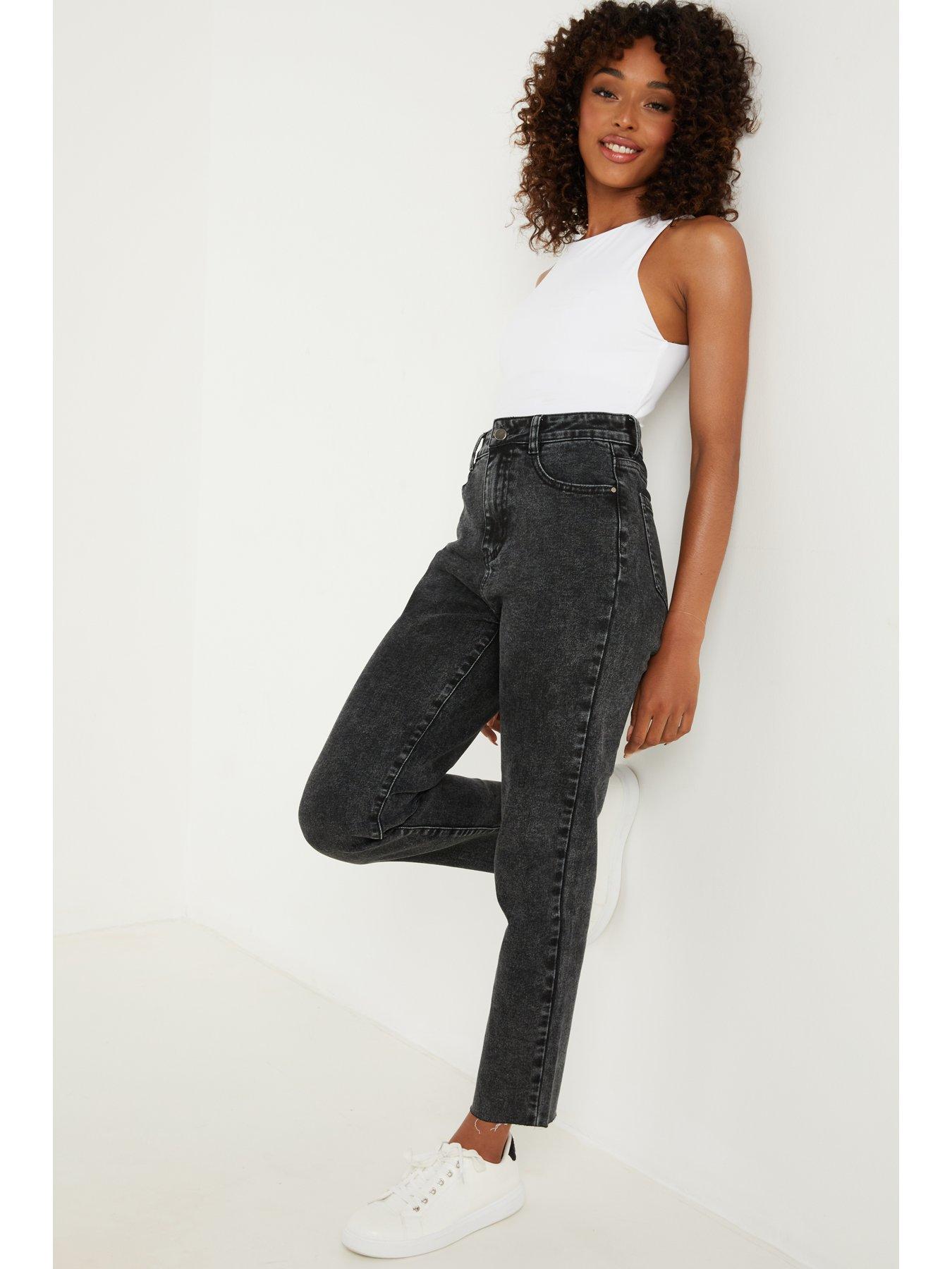 mom jeans dark grey