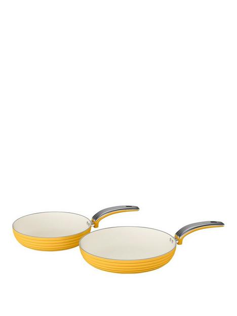 swan-retro-2-piece-frying-pan-set-yellow