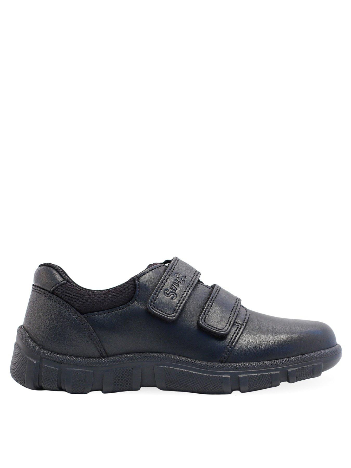 Start-rite Origin Black Leather Double Rip Tape Boys School Shoes