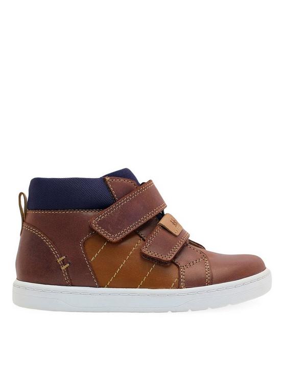 front image of start-rite-discovernbspleather-double-riptape-padded-ankle-hi-top-trainers-soft-tannbsp