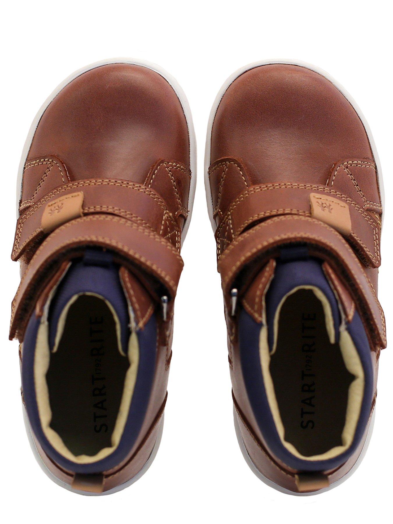 Image 3 of 4 of Start-rite Discover&nbsp;Leather Double Riptape Padded Ankle Hi-Top Trainers - Soft Tan&nbsp;