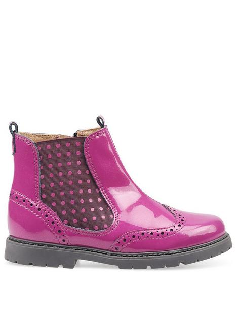start-rite-chelsea-patent-leather-spotty-girls-zip-up-bootsnbsp--berry-pink