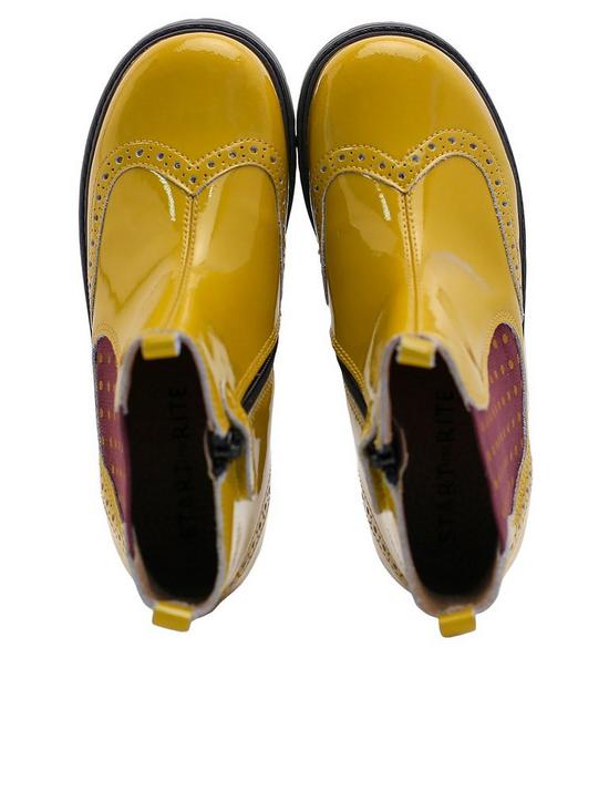 stillFront image of start-rite-chelsea-patent-leather-spotty-girls-zip-up-boots-yellow