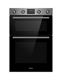 Product photograph of Hisense Bid99222cxuk Built-in Electric Double Oven With Catalytic Liners - Stainless Steel from very.co.uk