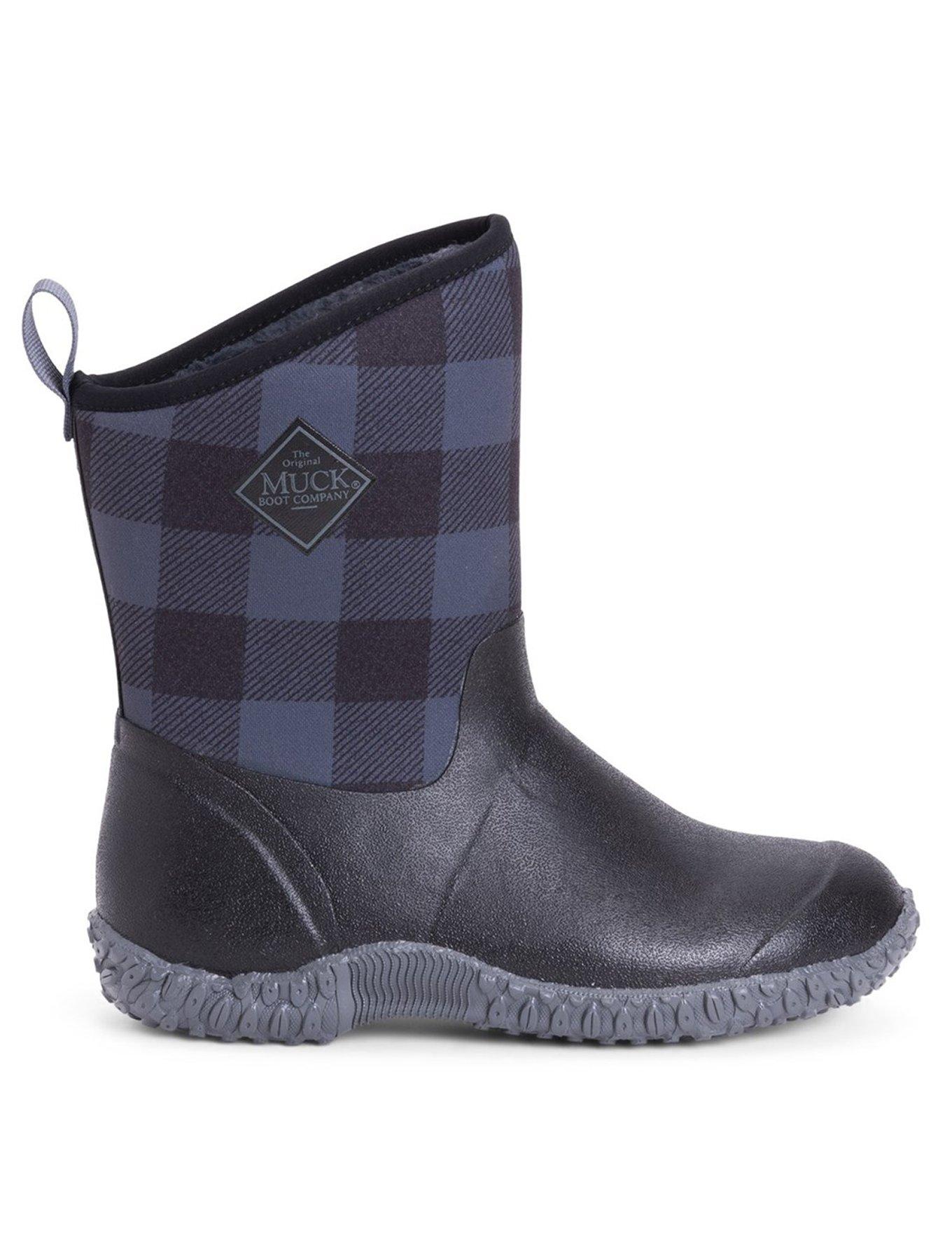 Muck Boots Muckster Mid Print Wellington Boots - Black/Grey | very.co.uk