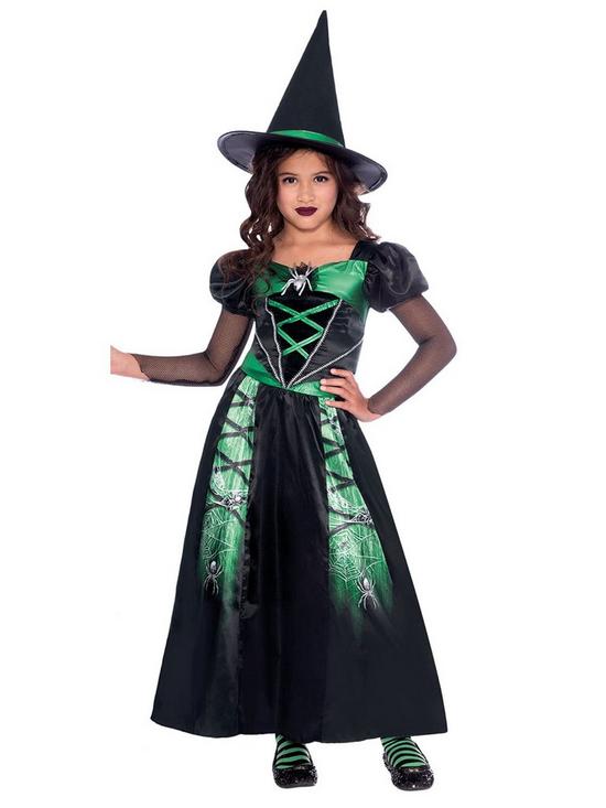 front image of halloween-girls-spider-witch-costume