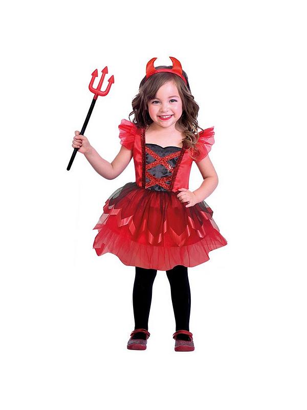Kids Girls Red Deville Costume Halloween Cosplay Red Dress for Child 