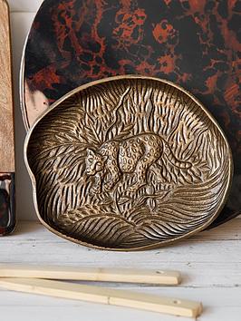 Product photograph of Artesa Brass Leopard Embossed Platter from very.co.uk