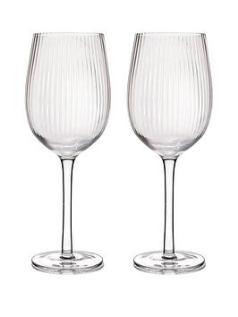 Product photograph of Barcraft Ridged White Wine Glasses Ndash Set Of 2 from very.co.uk